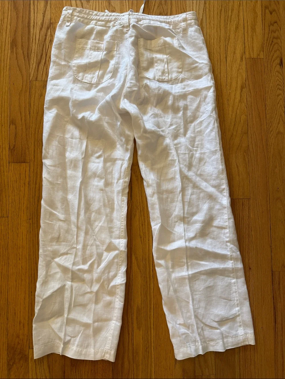 White + Warren sz 6 Sheer White Linen Coverup Drawstring Pants great condition